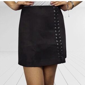 Black Lace-Up Mini Skirt